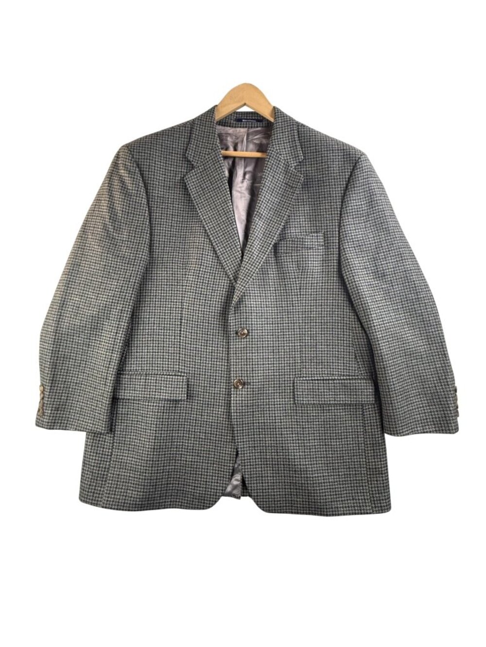 Vintage Chaps Ralph Lauren Blazer Mens 44 Green Houndstooth Wool Sport Coat